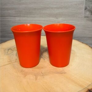 Vintage Flared Edge Tupperware Plastic Cups 2-Orange